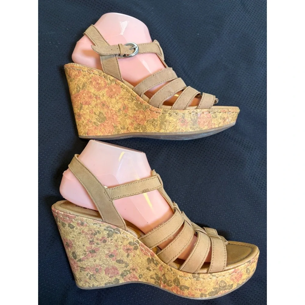 BOC Born Concept Tan Suede Floral Cork 4